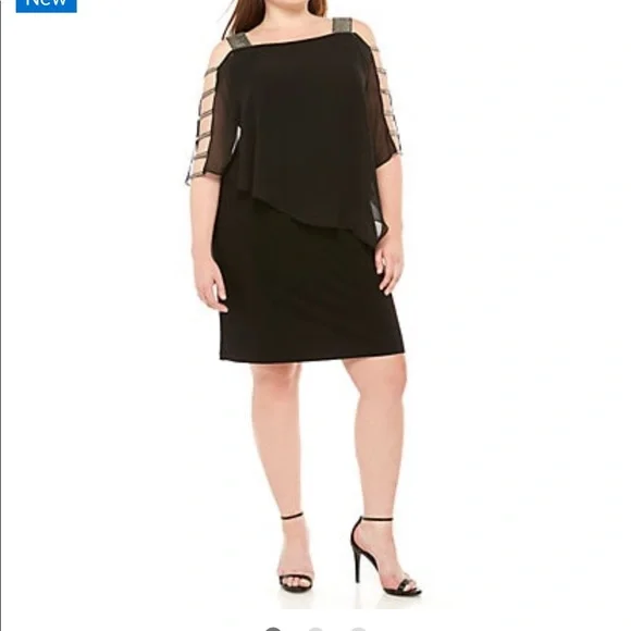 MSK | Dresses | Msk Women Black Chiffon Overlay Cocktail Party Holiday  Sheath Dress Comfortable | Poshmark